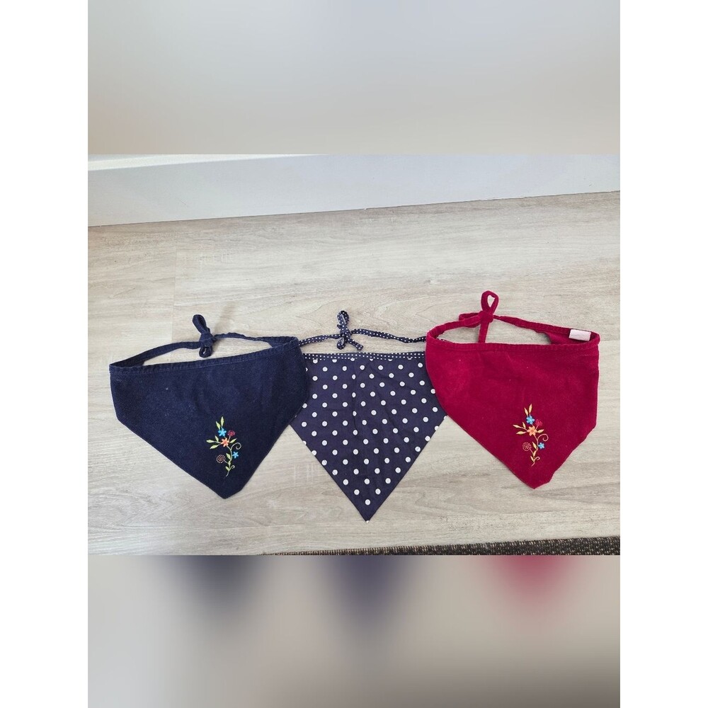Set Of 3 Bibs Dog Bandana Collars Dickie Removable Country Floral Cottagecore
